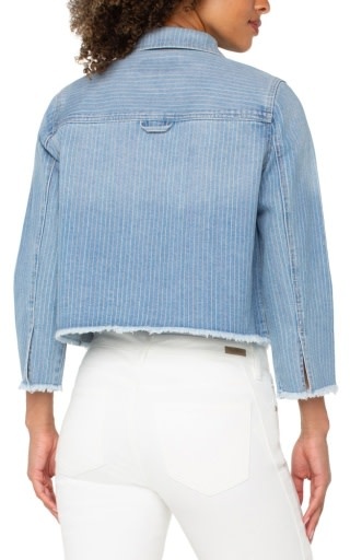 Liverpool Los Angeles crop shacket w/ fray hem