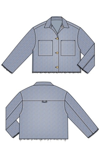 Liverpool Los Angeles crop shacket w/ fray hem