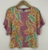 Democracy Wild Mulberry Multi Short Dolman Sleeve Scoop Neck Printed Top