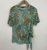 Democracy Sea Glass Multi Short Bell Sleeve Scoop Neck Tie Top