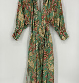 Democracy Sea Glass Multi 3/4 Sleeve Ruched Neck Printed Dress