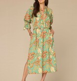 Democracy Sea Glass Multi 3/4 Sleeve Ruched Neck Printed Dress