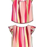 Liverpool Los Angeles flutter sleeve scoop neck woven top