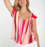 Liverpool Los Angeles flutter sleeve scoop neck woven top