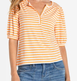 Liverpool Los Angeles elbow sleeve henley knit top