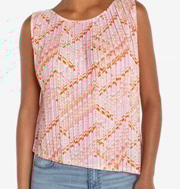 Liverpool Los Angeles sleeveless crew neck asymmetrical hem knit top