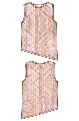 Liverpool Los Angeles sleeveless crew neck asymmetrical hem knit top