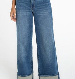 Liverpool Los Angeles morgan cuffed crop wide leg w. trim 30' inseam