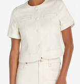 Liverpool Los Angeles collarless short sleeve cropped jacket