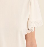 Molly Bracken Offwhite Tee With Eyelet Sleeve
