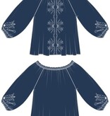 Liverpool Los Angeles 3/4 sleeve woven top w/embroidery