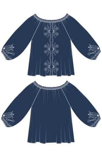 Liverpool Los Angeles 3/4 sleeve woven top w/embroidery