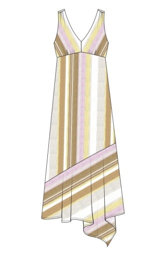 Liverpool Los Angeles sleeveless v neck asymmetrical handkerchief hem dress