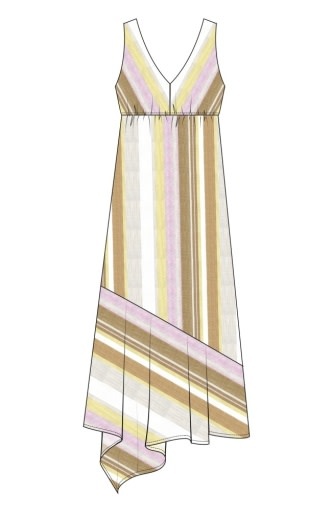 Liverpool Los Angeles sleeveless v neck asymmetrical handkerchief hem dress