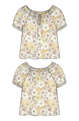 Liverpool Los Angeles short sleeve tie neck woven top