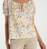 Liverpool Los Angeles short sleeve tie neck woven top