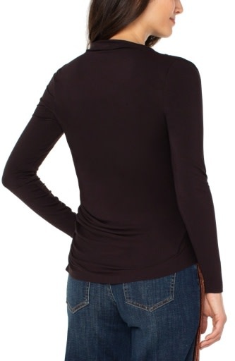 Liverpool Los Angeles long sleeve mock neck knit top w shirring