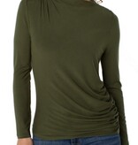 Liverpool Los Angeles long sleeve mock neck knit top w shirring