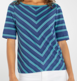 Liverpool Los Angeles 1/2 sleeve fold over boat neck knit top w/ miter