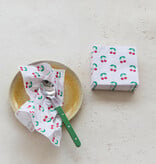 FLEURISH Paper Cocktail Napkins with Cherries, White (Contains 50 Folded Pieces)