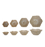 FLEURISH Stoneware Flower Shaped Bowls, Set of 4 (Each One Will Vary)