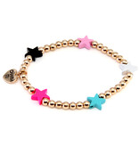 Charm It! Gold Bead Multi Star Stretch Bracelet
