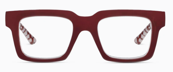 Peepers Dark Red/Check Louie Blue Light Reading Glasses