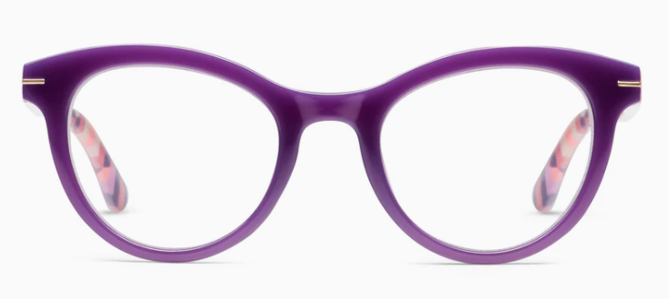 Peepers Purple/Coral Check Daphne Blue Light Reading Glasses