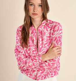 Molly Bracken Floral Print Bomber Jacket (Pink Magenta Ladies Woven Jacket)
