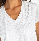 Liverpool Los Angeles short sleeve v neck knit top w/ miter detail