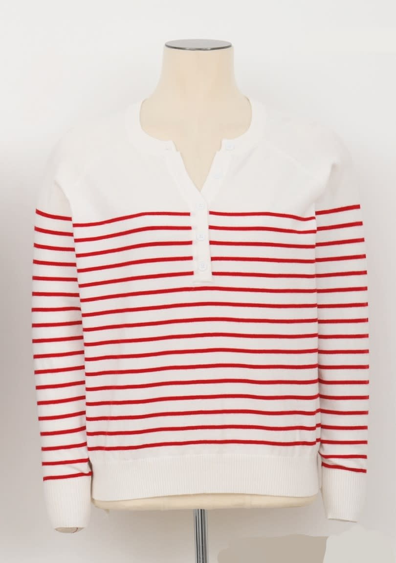 Molly Bracken Offwhite/Red Ladies Knitted Sweater