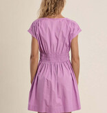Molly Bracken Short Cotton Poplin Smocked Waist Dress (Lilac Ladies Woven Dress)