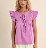 Molly Bracken Lilac Cotton Babydoll Blouse (Lilac Ladies Woven Top)