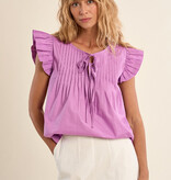 Molly Bracken Lilac Cotton Babydoll Blouse (Lilac Ladies Woven Top)