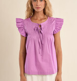 Molly Bracken Lilac Cotton Babydoll Blouse (Lilac Ladies Woven Top)