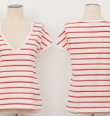 Molly Bracken Multi Color Neon Stripe V-Neck Tee