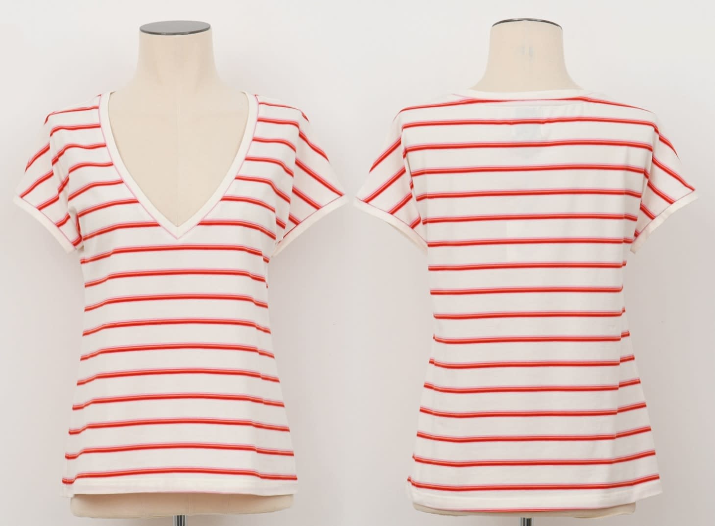 Molly Bracken Multi Color Neon Stripe V-Neck Tee