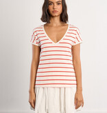Molly Bracken Multi Color Neon Stripe V-Neck Tee