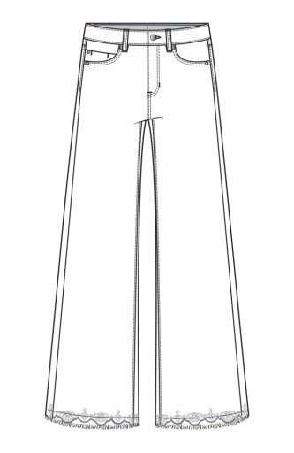 Liverpool Los Angeles stride crop wide leg w/ embroidered hem 26'