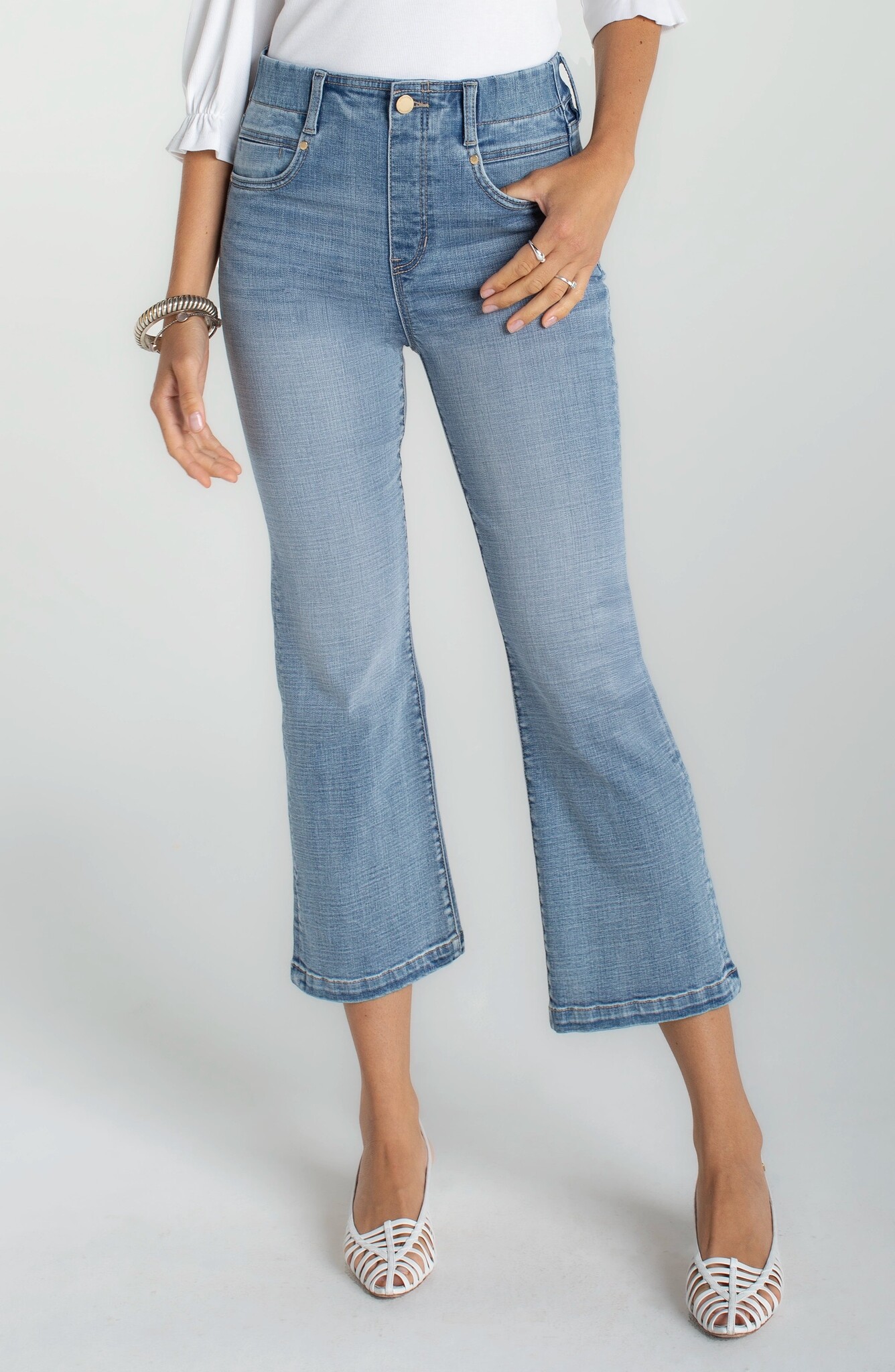 Liverpool Los Angeles gia glider crop flare w/ tulip back slit