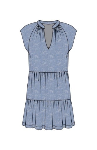 Liverpool Los Angeles tiered flutter sleeve dress