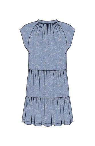 Liverpool Los Angeles tiered flutter sleeve dress