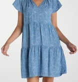 Liverpool Los Angeles tiered flutter sleeve dress