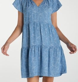 Liverpool Los Angeles tiered flutter sleeve dress