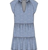 Liverpool Los Angeles tiered flutter sleeve dress