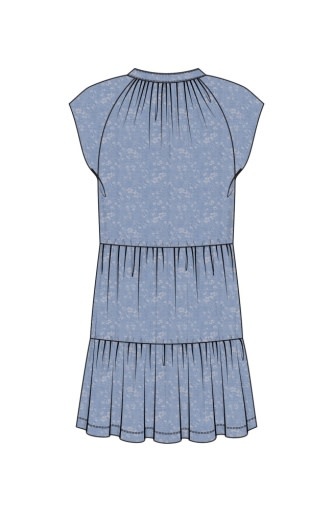 Liverpool Los Angeles tiered flutter sleeve dress