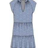 Liverpool Los Angeles tiered flutter sleeve dress