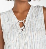 Liverpool Los Angeles sleeveless tie front woven top w/ smocking
