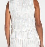 Liverpool Los Angeles sleeveless tie front woven top w/ smocking
