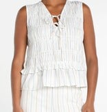 Liverpool Los Angeles sleeveless tie front woven top w/ smocking